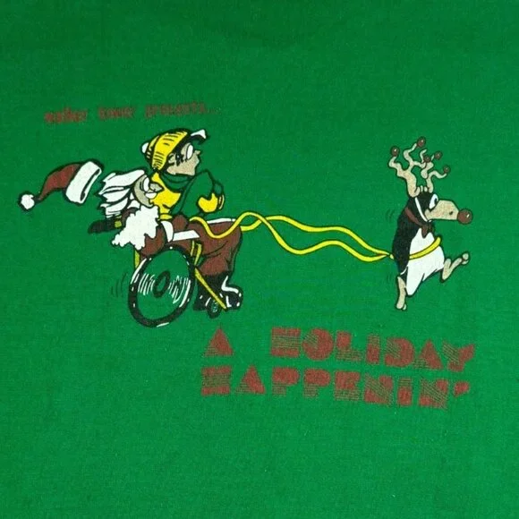 Vintage Christmas Sweatshirt XL Walker Tower Oklahoma University Sooners 80s - Picture 8 of 10